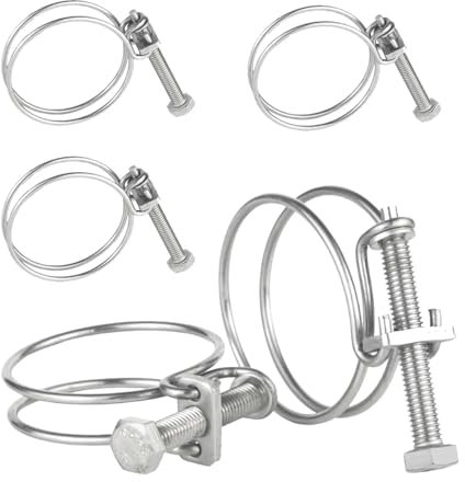 Lot de 5 colliers de serrage réglables en acier inoxydable durable pour tuyau d'arrosage