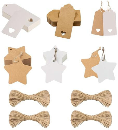200 Stück Geschenkanhänger kraftpapier,Kärtchen zum beschriften,Etiketten zum anhängen,Stern weihnachten anhänger,Etiketten zum,Anhängen für Geschenke zum Basteln Weihnachten Geschenkverpackung