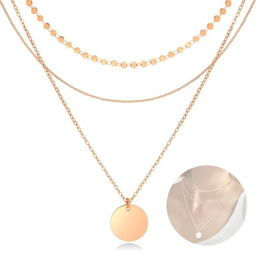 FEITENGU kette rosegold damen,kette,Halskette Damen Rosegold,Edelstahl Kette Damen,kette rosegold,Beste Schmuck Rosegold Damen Geschenke,Weihnachten Thanksgiving Valentinstag Muttertag