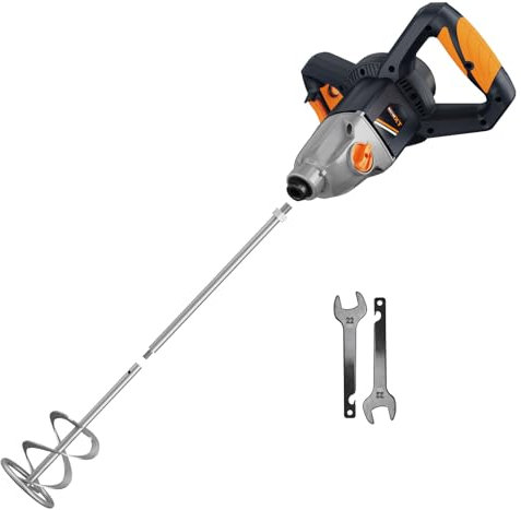 MAXXT Miscelatore da 1400 W con sistema di cambio a 2 velocità e avvio graduale | Compatibilità albero M14 | Motore a servizio continuo | Include paletta di miscelazione da 140 mm + 2 chiavi |