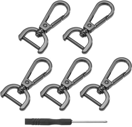 sourcing map 1 set di ganci a scatto staccabili, anello a D da 1,5 cm, chiusura girevole per borse, cancelli, chiusure a moschettone alla moda con cacciavite, grigio