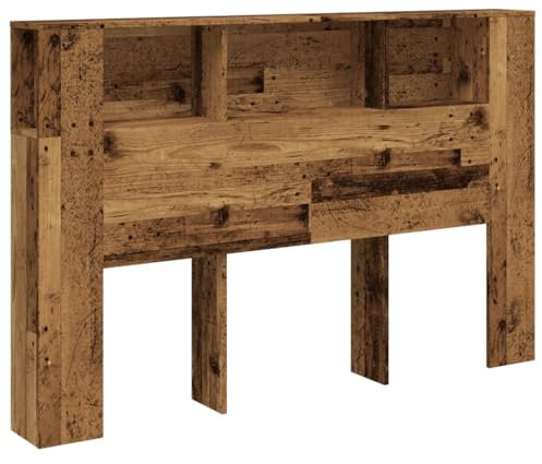 vidaXL Kopfteil, Bettkopfteil mit Stauraum, Schlafzimmer Kopfteil-Regal Wand-Kopfteil, Betthaupt, Altholz-Optik 160x18,5x103,5cm Holzwerkstoff