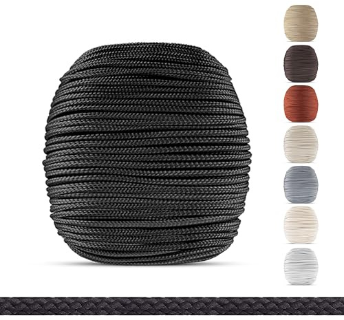 EFIXS Corda per tende da 2,2 mm, colore nero, 10-25 metri, 25 metri, cavo di ricambio per tende in legno, bambù e alluminio, di alta qualità