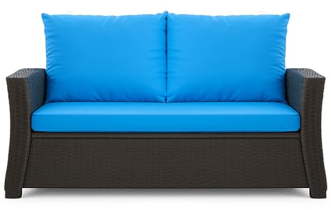 Setgarden® Bankauflage - Outdoor sitzkissen für Gartenbank für polyrattan- Polster Auflage Outdoor - Bankpolster Auflage für Hollywoodschaukel Rattan Sitzbank (Blau, 110x60x50cm)