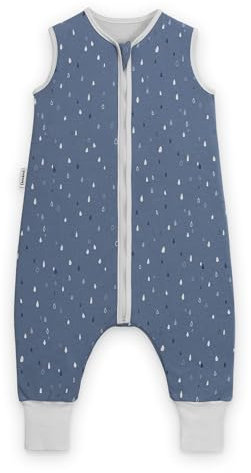 Ehrenkind® Baby Sommerschlafsack mit Füßen 1.0 TOG aus weicher OEKO-TEX zertifizierter Bio-Baumwolle | Sommer Schlafsack | Baby Schlafsack Gr. 80 Jeansblau Tropfen | 1 Tog