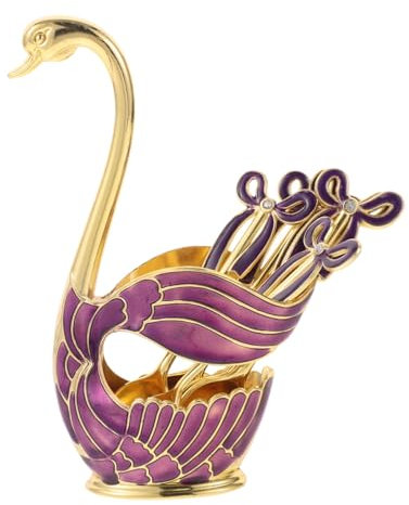 KOCKSHION Swan Base Holders Metal Dessert Spoons Multi-Purpose Kitchen Spoons Swan Dinnerware Set Elegant Dessert Serving