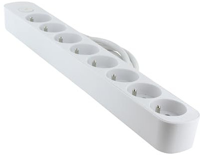 Chacon Bloc 8 x 16 A avec Interrupteur - Cable 1,5 m fiche Plate - 30% Plastique recyclé