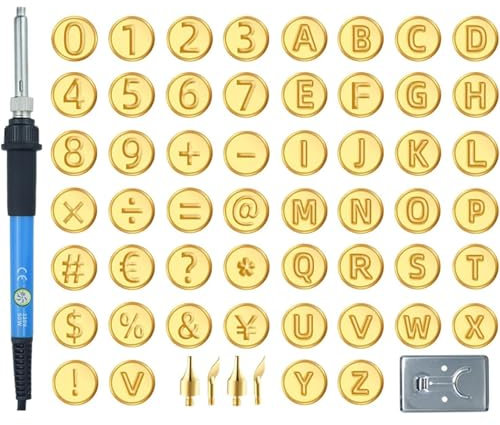 Brandmalwerkzeug für Holzgravur, Schnitz- und Prägeaufsätze, Alphabet & Zahlen, Stift mit einstellbarer Temperatur, Brandmalerei-Formen für Erwachsene Anfänger