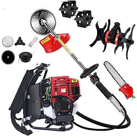 Desbrozadora de Gasolina 9 en 1 con Motor de Gasolina de 4 Tiempos GX35, Mochila de 0,85 kW, cortacésped, Motosierra de Poste con cultivador de jardín para jardín, césped