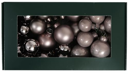 Bündel mit Glaskugeln an Draht (insg. 36 Weihnachtskugeln) - Weihnachtsdeko - Baumkugeln an Draht - Adventsdeko zum Stecken - Spiegelbeeren (Tuffstein)