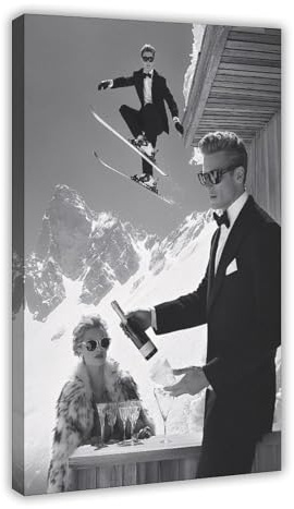 Ski-Drucke, Fotografie-Drucke, Ski-Wandkunst, altes Geld, Kunstdruck, Schwarz-Weiß-Wandkunst, Museumsqualität, Fotografie-Poster, Leinwand, Poster, Schlafzimmer, Dekordruck, Bild, Gemälde, 50,8 x 76,2