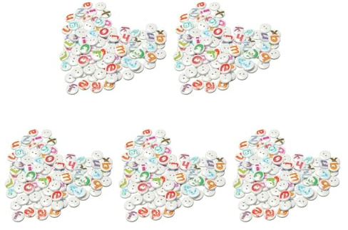 Tuesoa 500Pcs Mixed Painted Letter Alphabet Wooden Sewing Button Scrapbooking