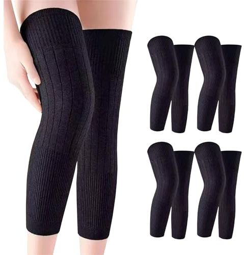 TODAYME Lange Kniewärmer für Damen Herren Rutschfest Winter Warm Knieschoner Elastisch Knieschützer Beinwärmer Knie-Wärmer Thermische Kniekompression Ärmel Elastische Kniebandage Therapie