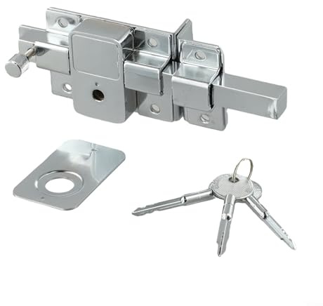 Caswynlife Mechanisches Verriegelungsschloss für Schwingtüren, Diebstahlschutz, externes Schloss mit Kreuzschlüssel, passend für 45–55 mm dicke Gartentore aus Eisen, links/rechts Öffnung (2009CR