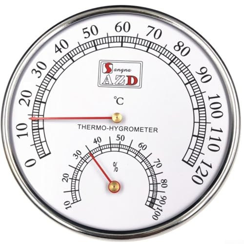 Sauna Thermometer Hygrometer mit Timer für Innen- und Außenbadewanne, Edelstahl und Kunststoffkonstruktion, genaue Temperatur- und Feuchtigkeitsmessung für Saunaräume und Badezimmer