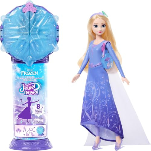 Mattel Disney Die Eiskönigin ELSA Eisläuferin Modepuppe und Zubehörteile mit 8 Überraschungen, darunter schneeflockenförmige Juwelenbox, Ring für EIN Kind und Spielteile, JMC93