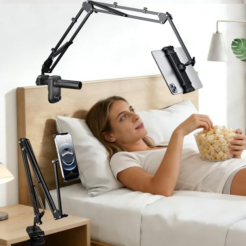 nplaseta Porta Tablet da Letto Supporto ipad Letto in Alluminio Rotativo a 360° Regolabile per iPad Mini Telefoni e Tablet da 5.7-9.45 pollici