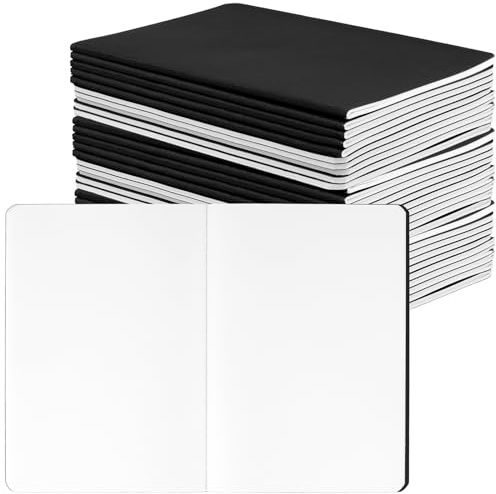 YIXNSW 30 Stück Notizbuch A5 Blanko, 20,5 x 14,2cm Notizheft mit 68 Seiten, Notizblock A5 Blanko für Büro, Schreiben, Schwarz
