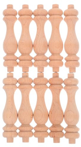 PRETYZOOM 10pcs Small Roman Pillars Decorative Wooden Roman Pillar Solid Wood Vintage Style Unpainted Beautifying Railings Home Decor Railing Maintenance