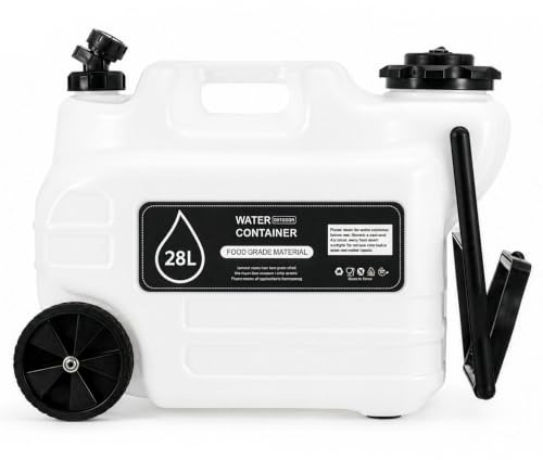 GREENSAPPIRE Water Container 7.4 Gallon / 28 L Portable Water Container water tank | water carrier with Wheels & Pull Handle – Large Capacity Heavy-Duty PE Water Jug for Camping, Hiking, Emergencies