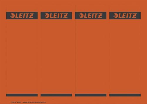 Leitz PC Printable Self Adhesive Spine Labels for Standard 80 mm Lever Arch Files, Wide and Short, 61.5 x 192 mm, Paper, 16852025 - Red, Pack of 100