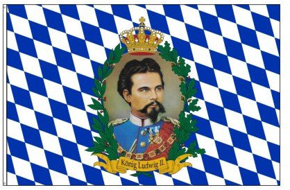 Bayerische Fahne mit dem Porträt vom König Hissflagge 100 x 150 cm mit 2 Ösen