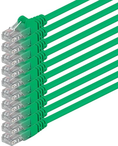 1m - verde - 10 piezas - Cable de red Ethernet con conectores RJ45 CAT6 CAT 6 Cat.6 1000 Mbit/s