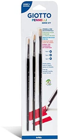 Giotto set 3 pennelli punta piatta serie Art 577 n° 0/2/4