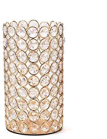 VINCIGANT Kristall kerzenhalter, Kerzenständer Gold Deko Wohnzimmer für Stumpenkerze, 20cm Tall