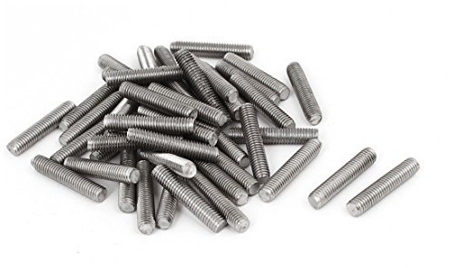 sourcing map 50Stk. 304 Edelstahl volle Gewindestange Stehbolzen Befestigung M5 x 25mm de