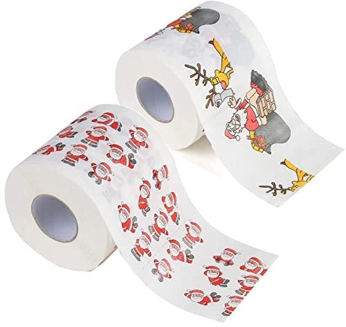 Weihnachten Toilettenpapier, lustige Neuheit Toilettenpapier, Baddekorationen Weihnachten(2 Rollen)