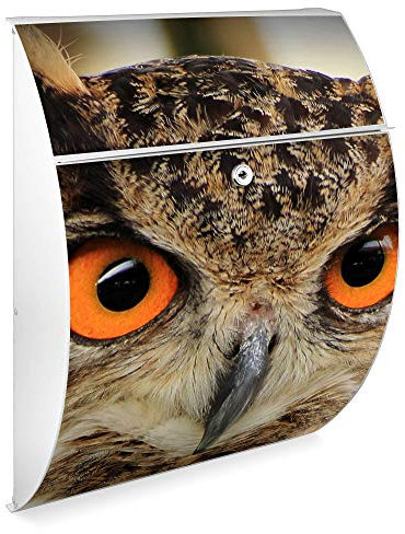 banjado Design Briefkasten - Modell Riviera 46x33,5x13cm groß - verzinkter Stahl weiß - Postkasten Öffnungsstopp großer A4 Einwurf Zylinderschloss 2 Schlüssel - Motiv Judy