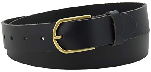 Vascavi ®️ Ledergürtel aus Büffelleder, schwarz, 3,5 cm breit und ca. 0,4 cm stark, kürzbar, echt Leder, Made in Germany, für Damen und Herren #3,5-0022vl (100 cm Gesamtlänge 115 cm)