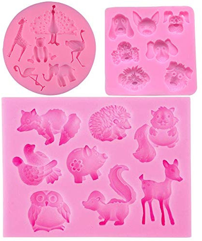 Silikon Fondant Formen Kuchen Dekoration Backen Werkzeuge für DIY Zucker Basteln Süßigkeiten Schokolade Eiswürfelform Seife Animal Fondant Silicone Molds