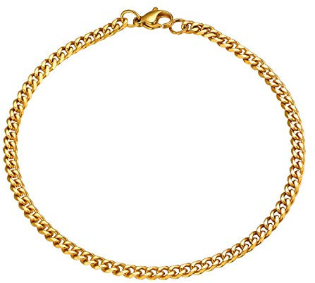 FOCALOOK Panzerkette Armband 21cm für Männer Jungen 18k vergoldet Gliederarmband trendige kubanische Armkette Armschmuck für Frauen Mädchen Hip Hop Rapper Accessoire