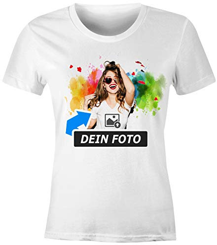 SpecialMe® personalisierbares Damen T-Shirt mit Foto Text, T-Shirt selbst gestalten & Bedrucken Lassen Foto-Geschenk Damen weiß L