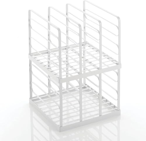 mDesign Clutch Organizer – praktische Handtaschen Aufbewahrung mit 5 Fächern für Clutches, Geldbörsen, Kartenetuis etc. – hohe Portemonnaie Ablage aus Metall – 2er-Set – mattweiß