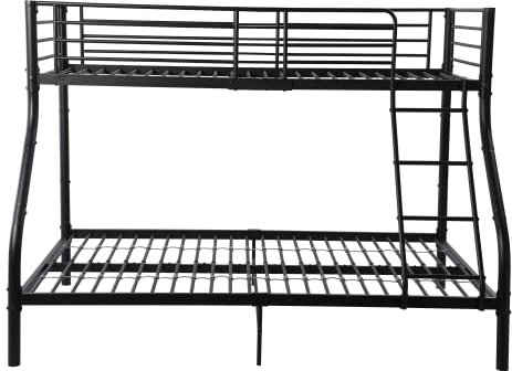 DORAFAIR Doppel-Etagenbett 140x200 und 90x200,Hochbett Metallbett Jugendbett mit Lattenrost,Schwarz
