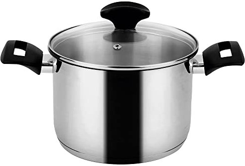 Fagor Alaia Olla Inducción 18 cm, 3 Litros Acero Inoxidable 18/10, Tapa de Cristal, Cazuela Alta con Fondo Difusor de Triple Capa, Apto para Todas las Cocinas, Vitrocerámica, Gas, Lavavajillas