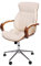 Mendler Bürostuhl HWC-H39, Schreibtischstuhl Drehstuhl Chefsessel, Bugholz Walnuss-Optik Kunstleder FSC®-Zertifiziert - Creme