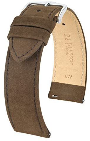 HIRSCH Unisex Uhrenarmband Nubukleder Modell Osiris 22 mm Braun