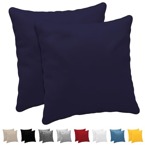 Dreamzie Kissenbezug 80x80 (Set mit 2) - 100% Jersey Baumwolle 150 g/qm Kissenbezüge -Dunkelblau - Für Kissen 80 x 80 cm - Kissenhülle - Kissenbezug - Resistent und Hypoallergen