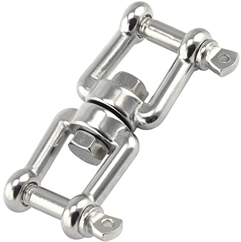 OPIOL QUALITY® Wirbel Gabel - Gabel Ø 5 mm aus Edelstahl A4 V4A (1 Stück) Ankerwirbel Wirbelschäkel Kettenwirbel Drehwirbel Schäkel Doppelwirbel Wetterbeständig Öse Ösen