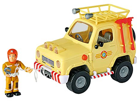 Simba 109252511 - Feuerwehrmann Sam 4x4 Geländewagen mit Figur, Feuerwehrauto 15cm, mit Licht, Türen zum Öffnen, Zubehör, ab 3 Jahren[Exklusiv bei Amazon], Multi-colou