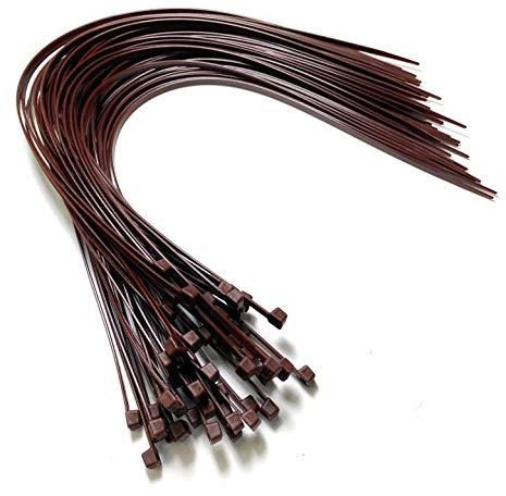 On1shelf® Bridas para cables, 450 mm x 7,2 mm, 45,7 cm, lazos de nailon resistentes y largos, paquete de 50 unidades (marrón)