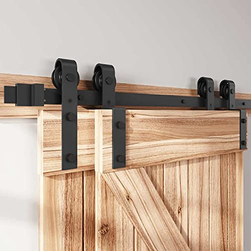 HOCONNIE 9FT/274cm Scheunentor Kit Scheunentor zum Schieben Scheunentor Schiebe Kit für Zusammenfallende Doppeltür
