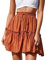 Hoerev Damen Mädchen Floral ausgestellter kurzer Rock niedlich hohe Taille Rüschen Rock Strand Minirock,Orange，Größe M