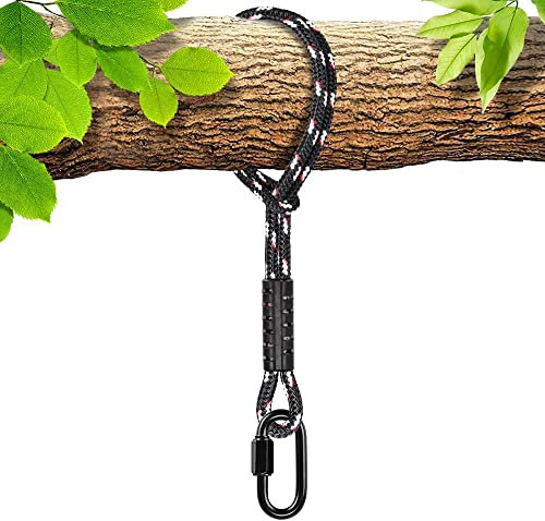 BeneLabel Hamac Arbre Balançoire Sangle Suspendue avec Mousqueton, 1.2M Suspension Corde Polyester pour Arbre Extérieur Chaise Jeux Accessoires, Jusqu'à 2500lbs, 10mm Diamètre, Noir