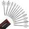 BEHAPPY 13 Piece Spade Drill Bit Set, Wood Drill Bit Set, Paddle Flat Bit Sets for Woodworking, Carbon Steel Paddle Flat Bit with Quick Change Shank, Nylon Storage Pouch Included, 1/4 to 1-1/2