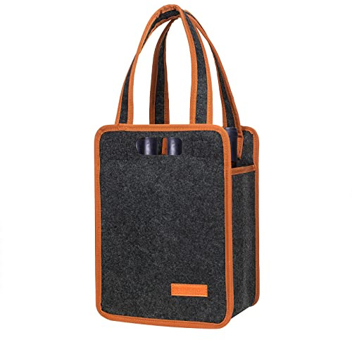 Foyego 6 Bottle Wine Tote Bag, Insulated Thermal Padded Wine Carrier Tote, Reusable Wine Bags for Wine Bottles Travel, Camping and Picnic, Perfect Wine Lover Gift